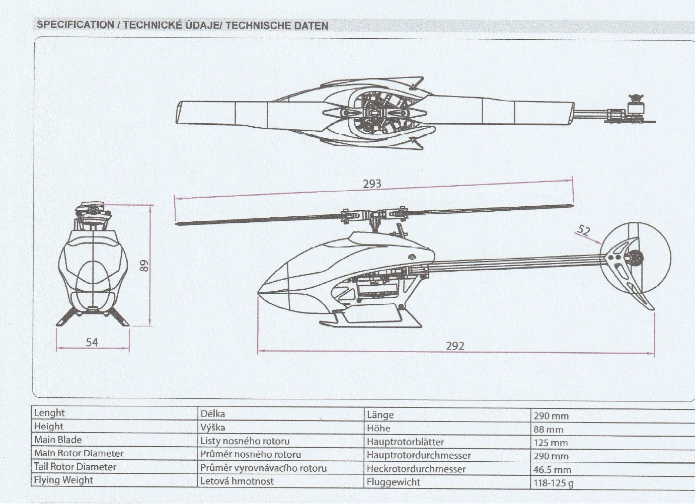 OMPHOBBY M1 Technische Daten